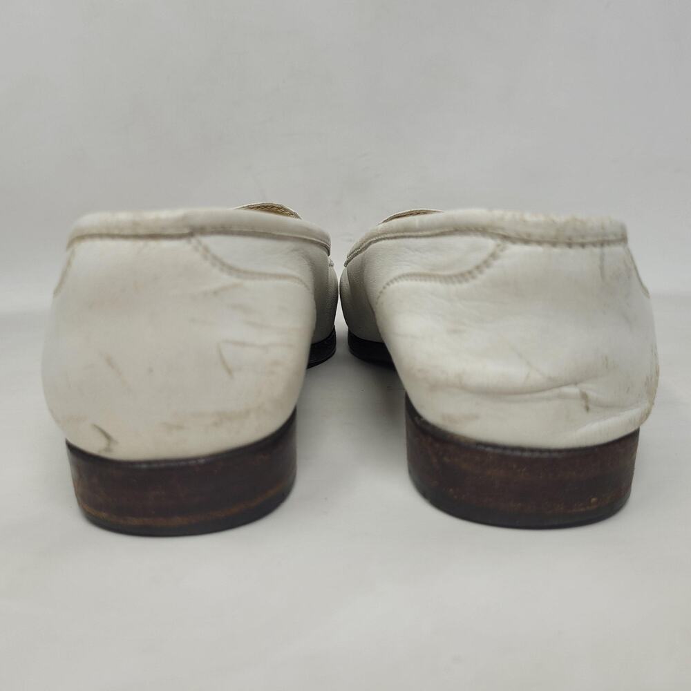 VTG Chanel Shoes 5 Cream Leather Loafers Flats CC Turnlock Old Money Luxury 90s - Picture 4 of 13